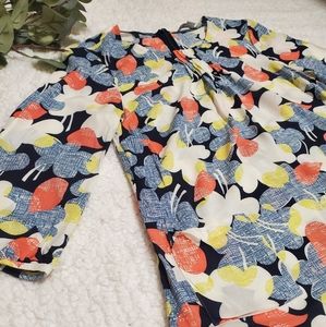 Boden Multicolor Floral 3/4 Sleeve Top w/ Pockets